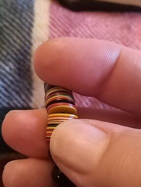 Vintage Handmade Multicolor Disc Bead Necklace - Black Accent Beads
